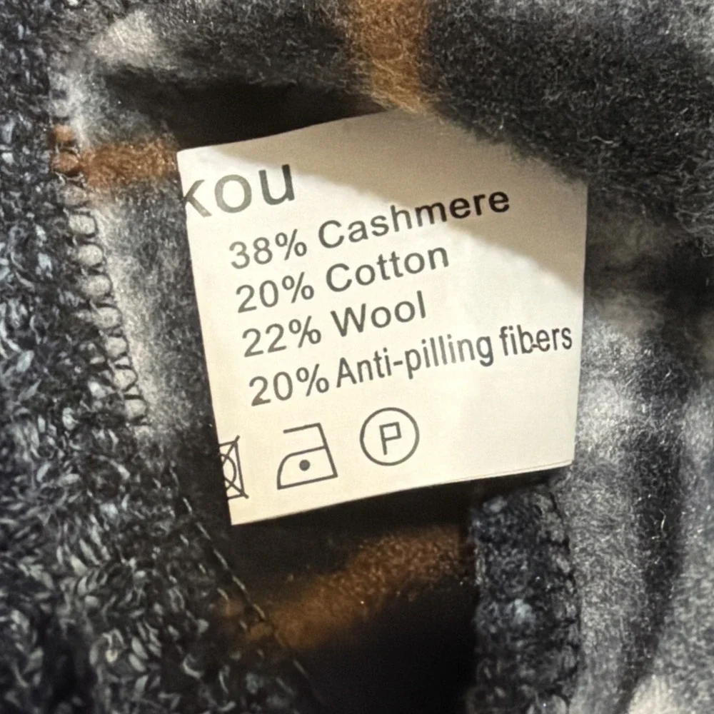 Yeokou Men's Size XL Blue Tweed Cashmere/Wool Blend Zip Up Sweater/Cardigan